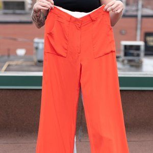 Phillip Lim 3.1 Tangerine Silk Flowy Trousers, Size 4